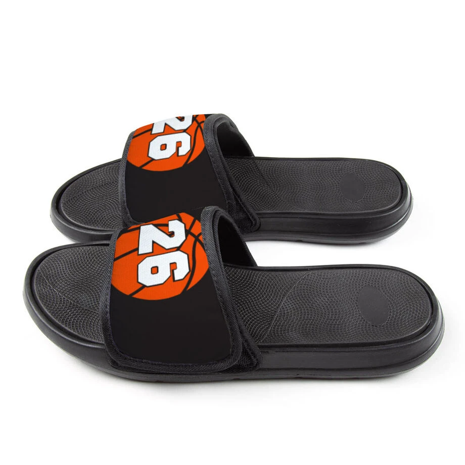 Basketball Repwell® Slide Sandals - Basketball With Number 6 Basketball Repwell® Slide Sandals - Basketball With Number - Image 4