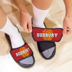 Basketball Repwell® Sandal Straps - Basketball With Text -Sport Gift Store bk 02499 STRAPS RED LIFESTYLE