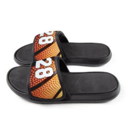 Basketball Repwell® Slide Sandals - Custom Basketball Number -Sport Gift Store bk 02500 SIDE