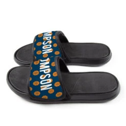 Basketball Repwell® Slide Sandals - Personalized Basketball Pattern -Sport Gift Store bk 02501 NAVY SIDE