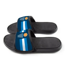 Basketball Repwell® Slide Sandals - Simple Stripe -Sport Gift Store bk 02502 NAVY SIDE