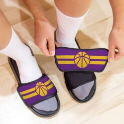 Basketball Repwell® Sandal Straps - Team Color Stripes -Sport Gift Store bk 02504 STRAPS PURPLEGOLD LIFESTYLE