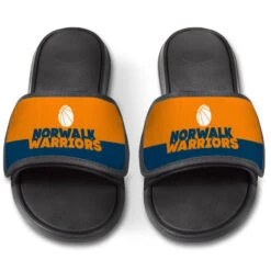 Basketball Repwell® Slide Sandals - Team Name Colorblock -Sport Gift Store bk 02505 ORANGENAVY FRONT