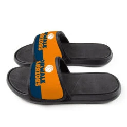 Basketball Repwell® Slide Sandals - Team Name Colorblock -Sport Gift Store bk 02505 ORANGENAVY SIDE