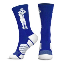 Basketball Woven Mid-Calf Sock Set - Two Players One Ball -Sport Gift Store bk 02539 SIDE