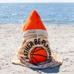 Basketball Hooded Towel - Rather Be Playing Basketball -Sport Gift Store bk 02598 LIFESTYLE BEACH 2