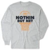 Basketball Tshirt Long Sleeve - Nothin But Net 1 Basketball Tshirt Long Sleeve - Nothin But Net -Sport Gift Store bk 02600 GRAY FLAT