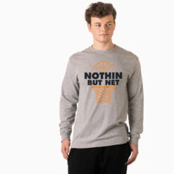 Basketball Tshirt Long Sleeve - Nothin But Net -Sport Gift Store bk 02600 GRAY MALE