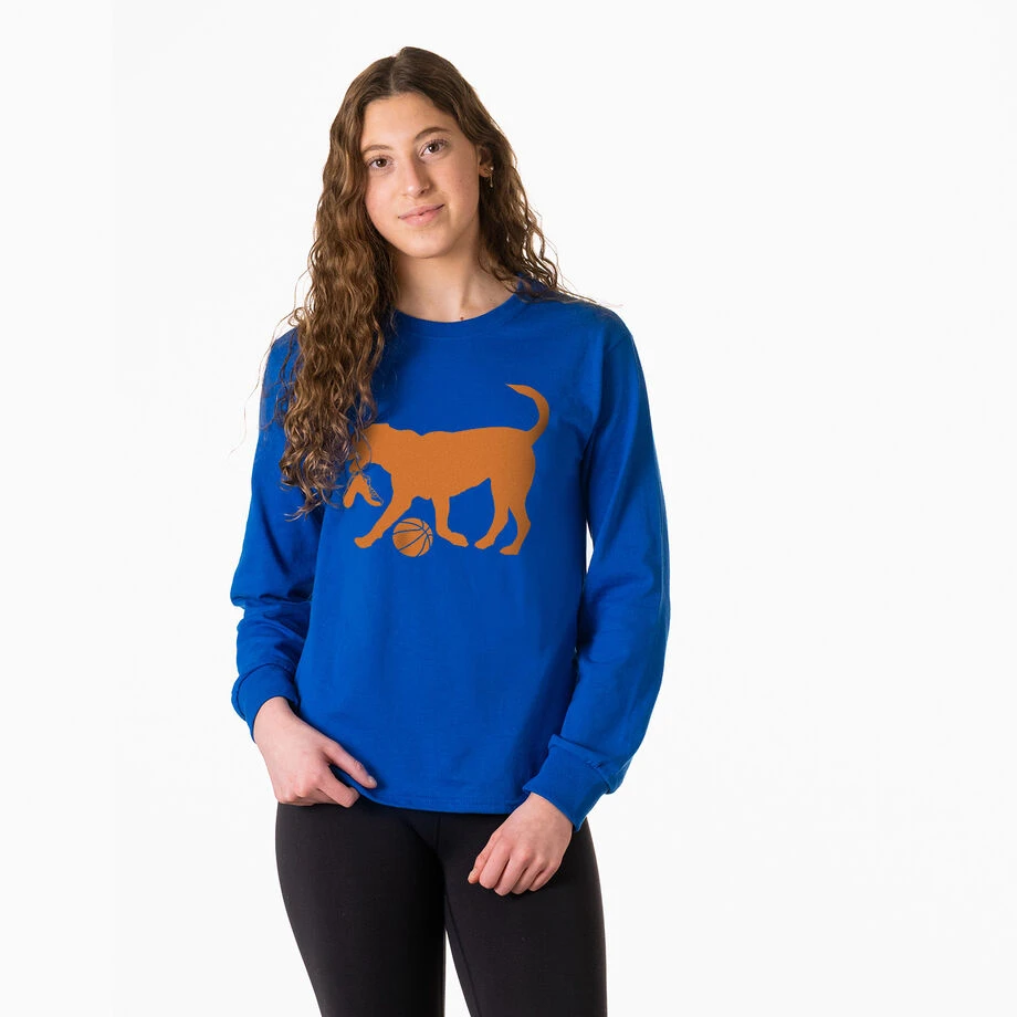 Basketball Tshirt Long Sleeve - Baxter The Basketball Dog 5 Basketball Tshirt Long Sleeve - Baxter The Basketball Dog - Image 3