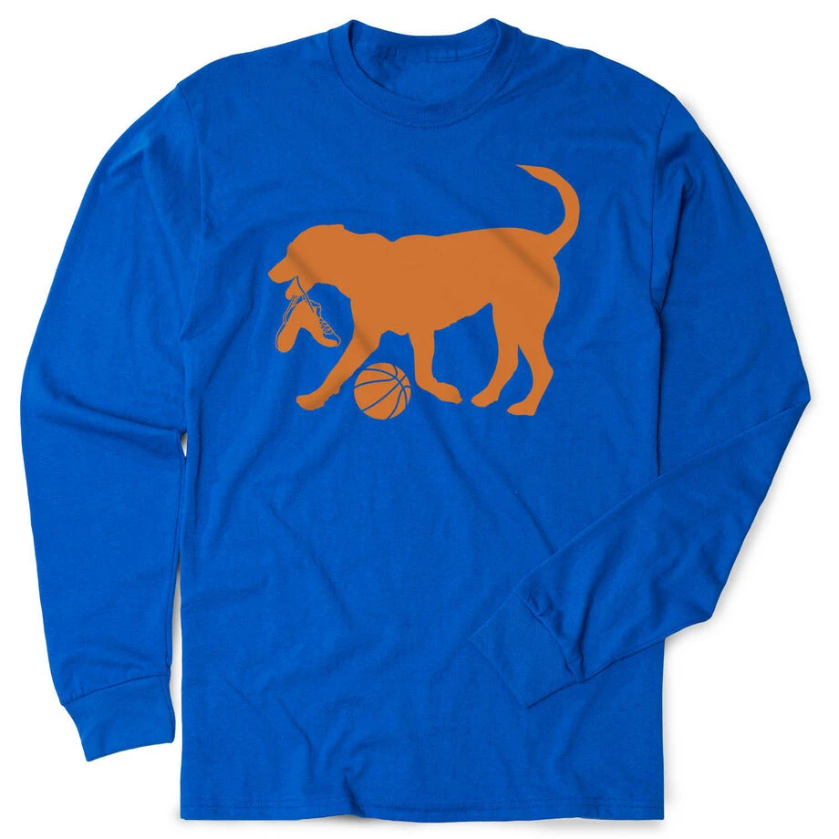 Basketball Tshirt Long Sleeve - Baxter The Basketball Dog 3 Basketball Tshirt Long Sleeve - Baxter The Basketball Dog