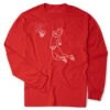 Basketball Tshirt Long Sleeve - Basketball Player Sketch -Sport Gift Store bk 02604 RED FLAT
