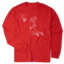Basketball Tshirt Long Sleeve - Basketball Player Sketch