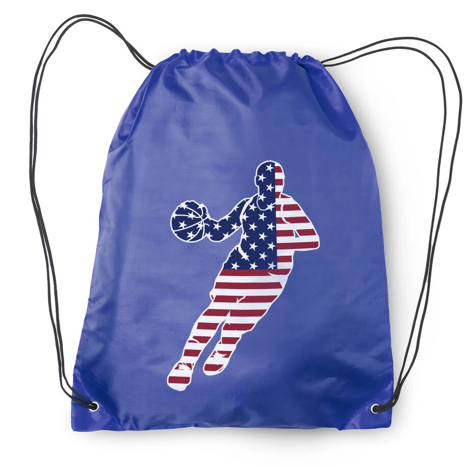 Basketball Drawstring Backpack - Basketball Stars And Stripes Player 4 Basketball Drawstring Backpack - Basketball Stars And Stripes Player - Image 2