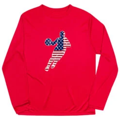 Basketball Long Sleeve Performance Tee - Basketball Stars And Stripes Player