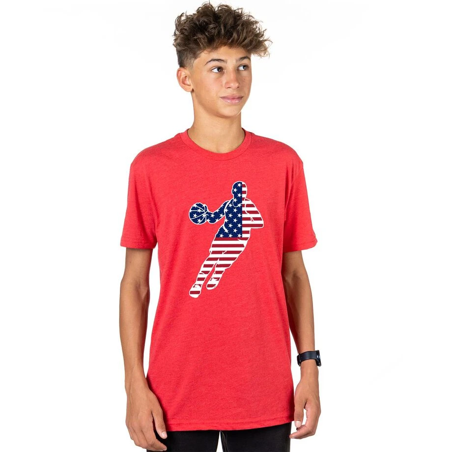 Basketball T-Shirt Short Sleeve - Basketball Stars And Stripes Player 4 Basketball T-Shirt Short Sleeve - Basketball Stars And Stripes Player - Image 2