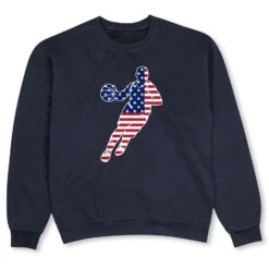 Basketball Crewneck Sweatshirt - Basketball Stars And Stripes Player