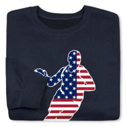 Basketball Crewneck Sweatshirt - Basketball Stars And Stripes Player -Sport Gift Store bk 02630 NAVY FOLD
