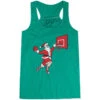 Basketball Flowy Racerback Tank Top - Slam Dunk Santa -Sport Gift Store bk 02657 GREEN MAIN