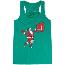 Basketball Flowy Racerback Tank Top - Slam Dunk Santa