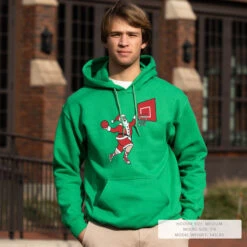 Basketball Hooded Sweatshirt - Slam Dunk Santa -Sport Gift Store bk 02658 GREEN LIFESTYLE MALE