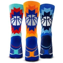 Basketball Woven Mid-Calf Sock Set - Aztec Trio