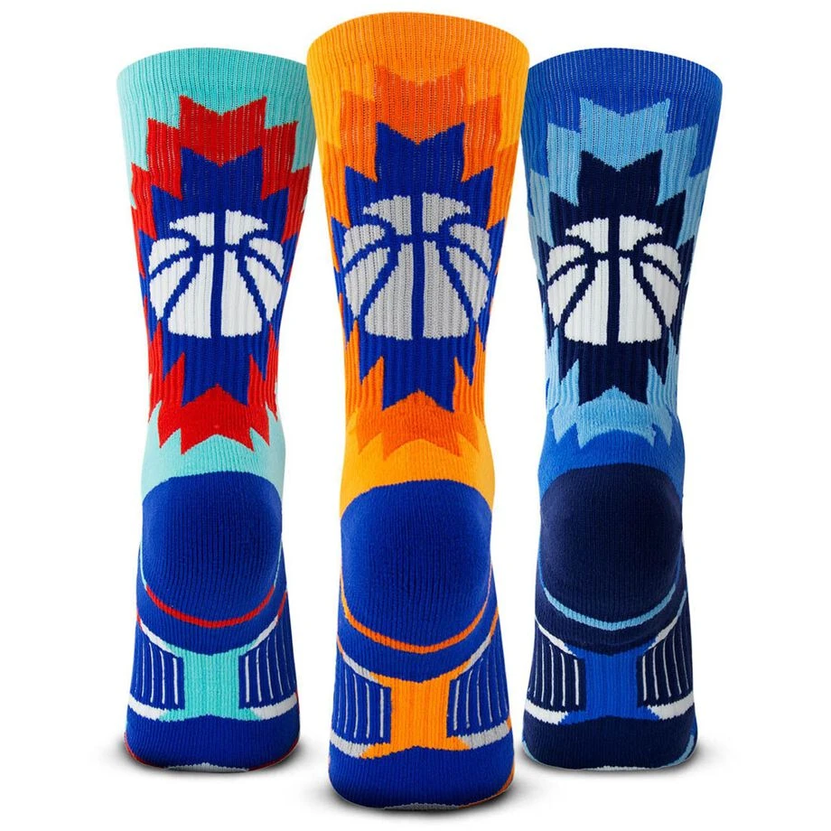 Basketball Woven Mid-Calf Sock Set - Aztec Trio 3 Basketball Woven Mid-Calf Sock Set - Aztec Trio