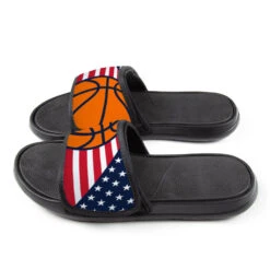Basketball Repwell® Slide Sandals - USA Flag -Sport Gift Store bk 02676 SIDE