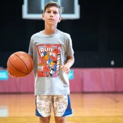 Basketball Short Sleeve T-Shirt - Fruit Hoops -Sport Gift Store bk 02685 GRAY MALE LIFESTYLE 1