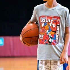 Basketball Short Sleeve T-Shirt - Fruit Hoops -Sport Gift Store bk 02685 GRAY MALE LIFESTYLE 2