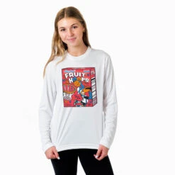 Basketball Long Sleeve Performance Tee - Fruit Hoops -Sport Gift Store bk 02689 WHITE FEMALE