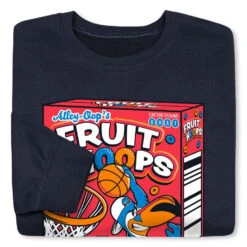 Basketball Crewneck Sweatshirt - Fruit Hoops -Sport Gift Store bk 02694 NAVY FOLD