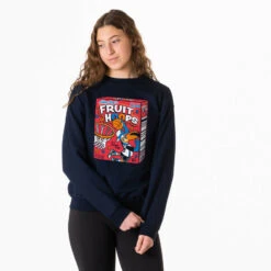 Basketball Crewneck Sweatshirt - Fruit Hoops -Sport Gift Store bk 02694 NAVY MODEL GIRL