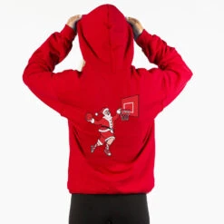Basketball Hooded Sweatshirt - Slam Dunk Santa (Back Design) -Sport Gift Store bk 02750 RED FEMALE BACK
