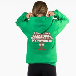 Basketball Hooded Sweatshirt - Basketball's My Favorite (Back Design) -Sport Gift Store bk 02751 GREEN FEMALE BACK