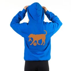 Basketball Hooded Sweatshirt - Basketball Dog (Back Design) -Sport Gift Store bk 02753 ROYAL FEMALE BACK