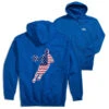 Basketball Hooded Sweatshirt - Basketball Stars And Stripes Player (Back Design) -Sport Gift Store bk 02754 ROYAL MAIN