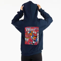 Basketball Hooded Sweatshirt - Fruit Hoops (Back Design) 9 Basketball Hooded Sweatshirt - Fruit Hoops (Back Design) -Sport Gift Store bk 02755 NAVY FEMALE BACK