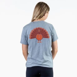 Basketball Short Sleeve T-Shirt - Turkey Player (Back Design) -Sport Gift Store bk 02757 GRAY FEMALE BACK