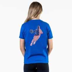 Basketball Short Sleeve T-Shirt - Basketball Stars And Stripes Player (Back Design) 9 Basketball Short Sleeve T-Shirt - Basketball Stars And Stripes Player (Back Design) -Sport Gift Store bk 02763 ROYAL FEMALE BACK