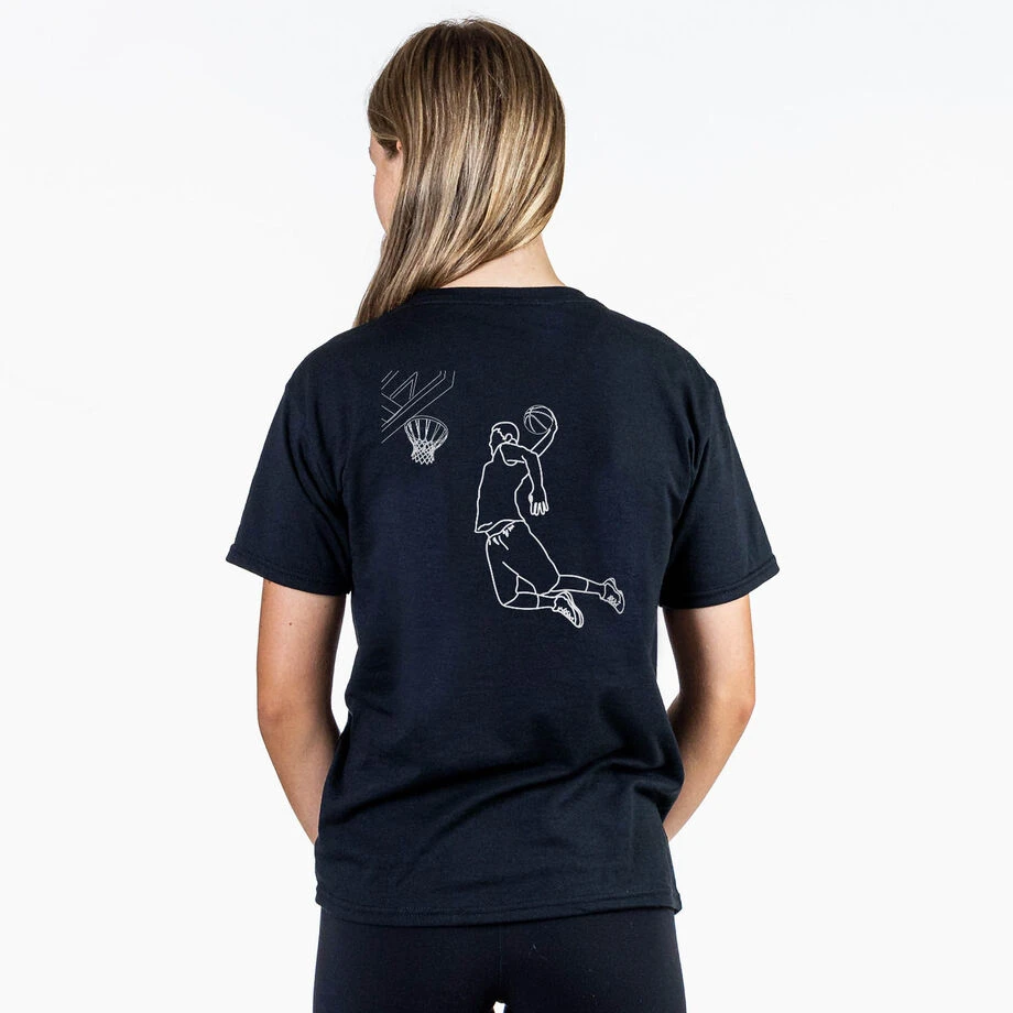 Basketball Short Sleeve T-Shirt - Basketball Player Sketch (Back Design) 5 Basketball Short Sleeve T-Shirt - Basketball Player Sketch (Back Design) - Image 3