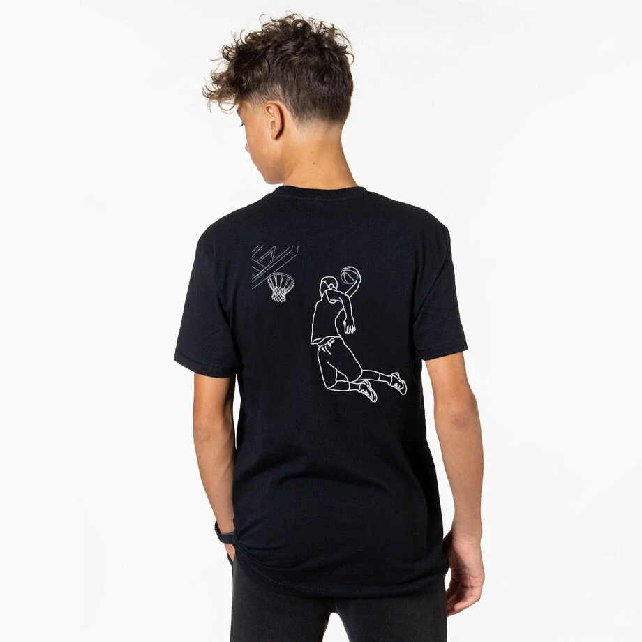 Basketball Short Sleeve T-Shirt - Basketball Player Sketch (Back Design) 4 Basketball Short Sleeve T-Shirt - Basketball Player Sketch (Back Design) - Image 2