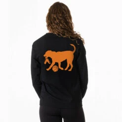 Basketball Tshirt Long Sleeve - Baxter The Basketball Dog (Back Design) -Sport Gift Store bk 02774 BLACK FEMALE