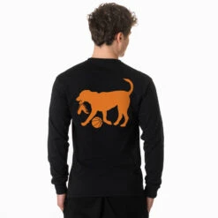 Basketball Tshirt Long Sleeve - Baxter The Basketball Dog (Back Design) -Sport Gift Store bk 02774 BLACK MALE