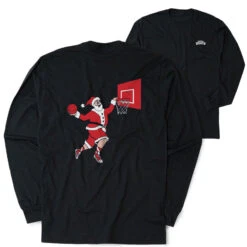 Basketball Tshirt Long Sleeve - Slam Dunk Santa (Back Design)