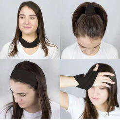 Long Multifunctional Headwear - Solid Black RokBAND -Sport Gift Store gs 09953 FEMALECOMP