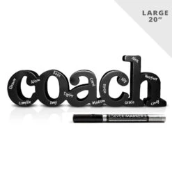 Large Coach Wood Words Ready For Team To Autograph