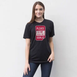Short Sleeve T-Shirt - Don’t Feed The Goalie -Sport Gift Store gs 12345 BLACK FEMALEGFAR