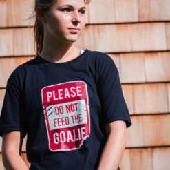 Short Sleeve T-Shirt - Don’t Feed The Goalie -Sport Gift Store gs 12345 BLACK LIFESTYLE 1