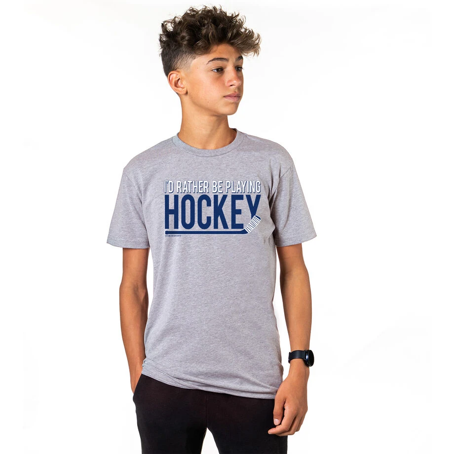 Hockey T-shirt Short Sleeve I'd Rather Be Playing Hockey 4 Hockey T-shirt Short Sleeve I'd Rather Be Playing Hockey - Image 2