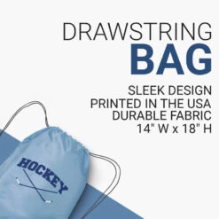 Hockey Crossed Sticks Drawstring Backpack -Sport Gift Store hk 01396 LIGHTBLUE DETAILS